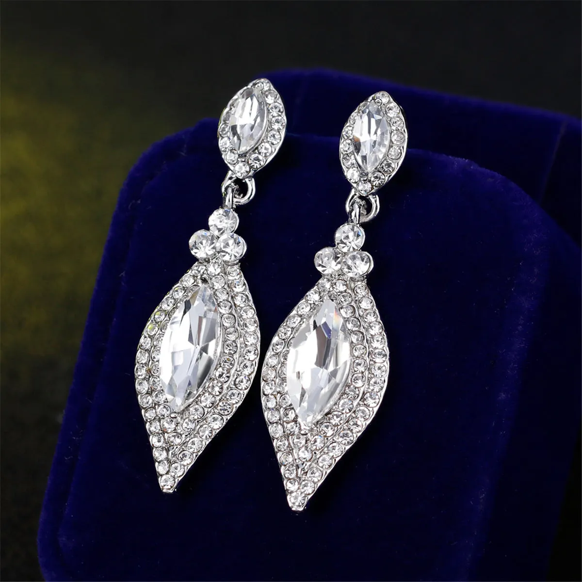 Cubic Zirconia & Crystal Marquise-Cut Drop Earrings