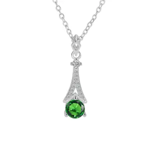 Cubic Zirconia & Green Crystal Arrow Pendant Necklace