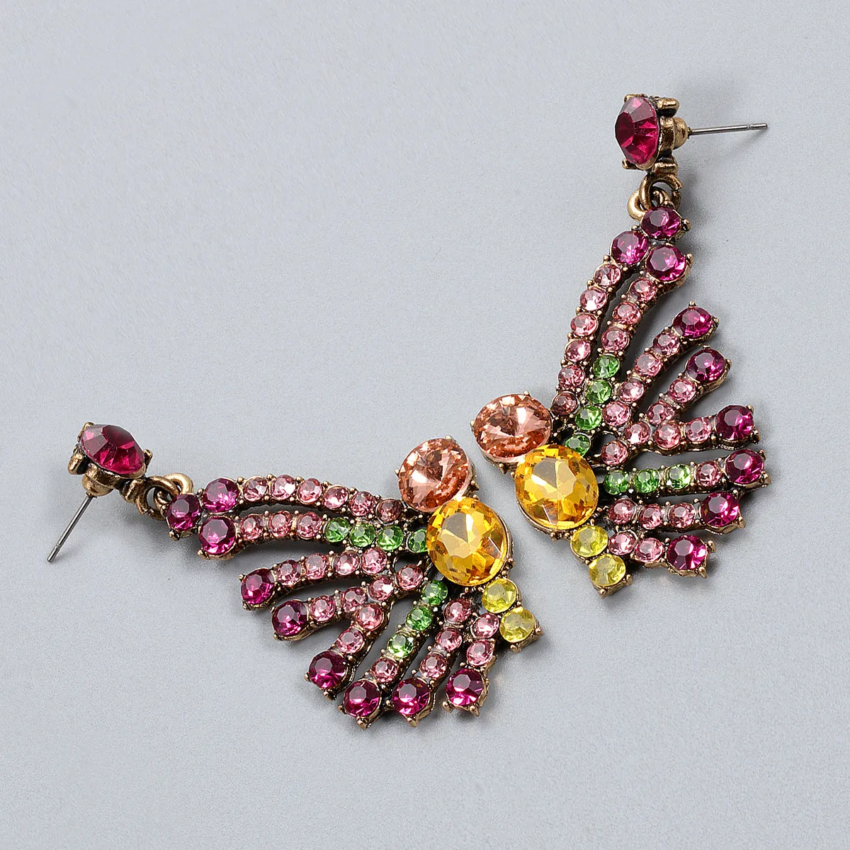 Cubic Zirconia & Orange Crystal 18K Gold-Plated Butterfly Drop Earrings