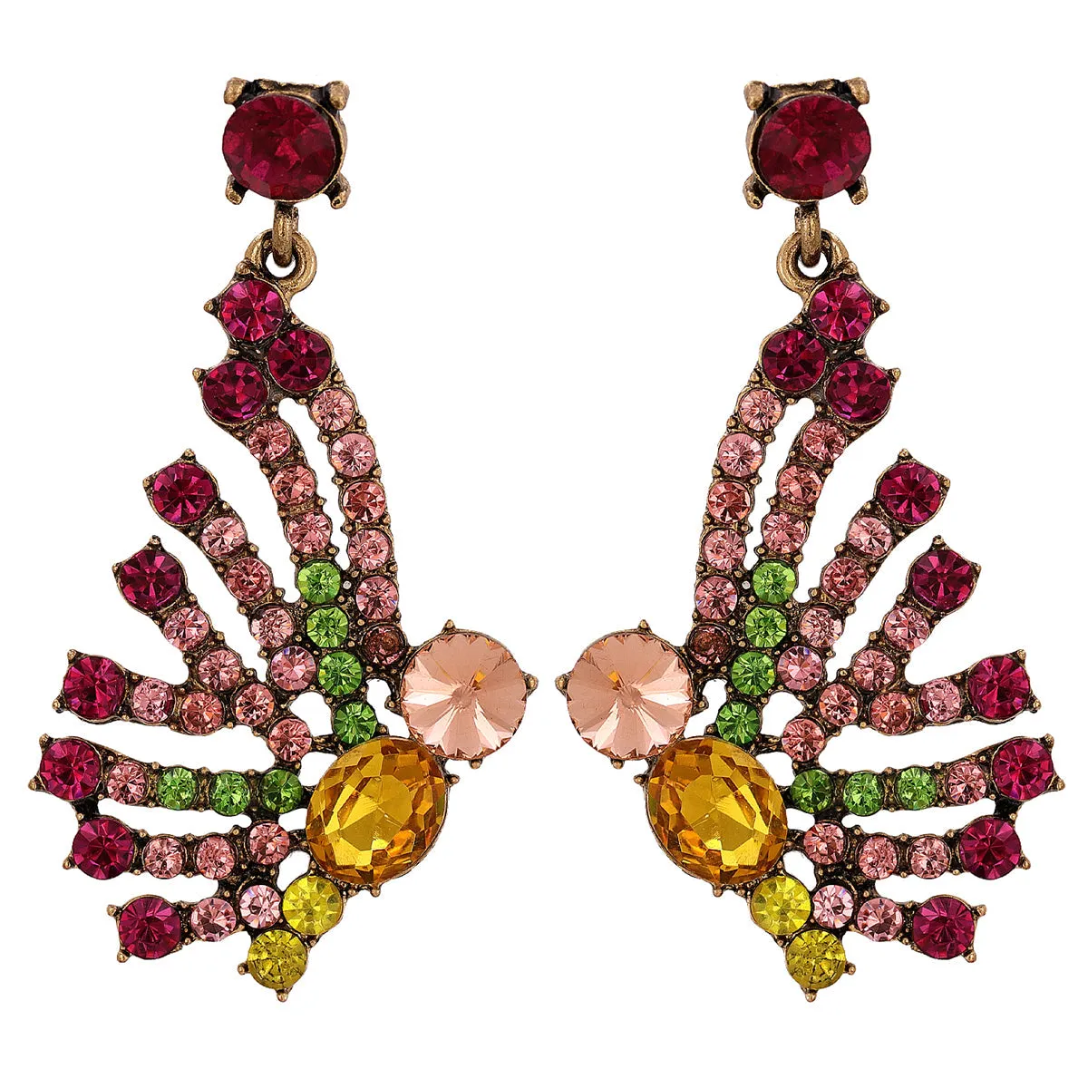 Cubic Zirconia & Orange Crystal 18K Gold-Plated Butterfly Drop Earrings