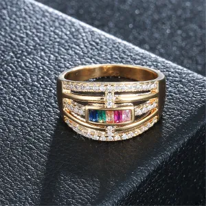 Cubic Zirconia & Rainbow Crystal Horizontal Line Ring