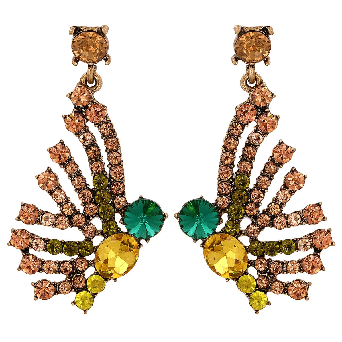 Cubic Zirconia & Yellow Crystal 18K Gold-Plated Butterfly Drop Earrings