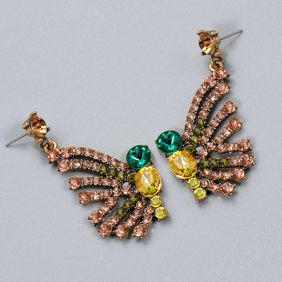 Cubic Zirconia & Yellow Crystal 18K Gold-Plated Butterfly Drop Earrings