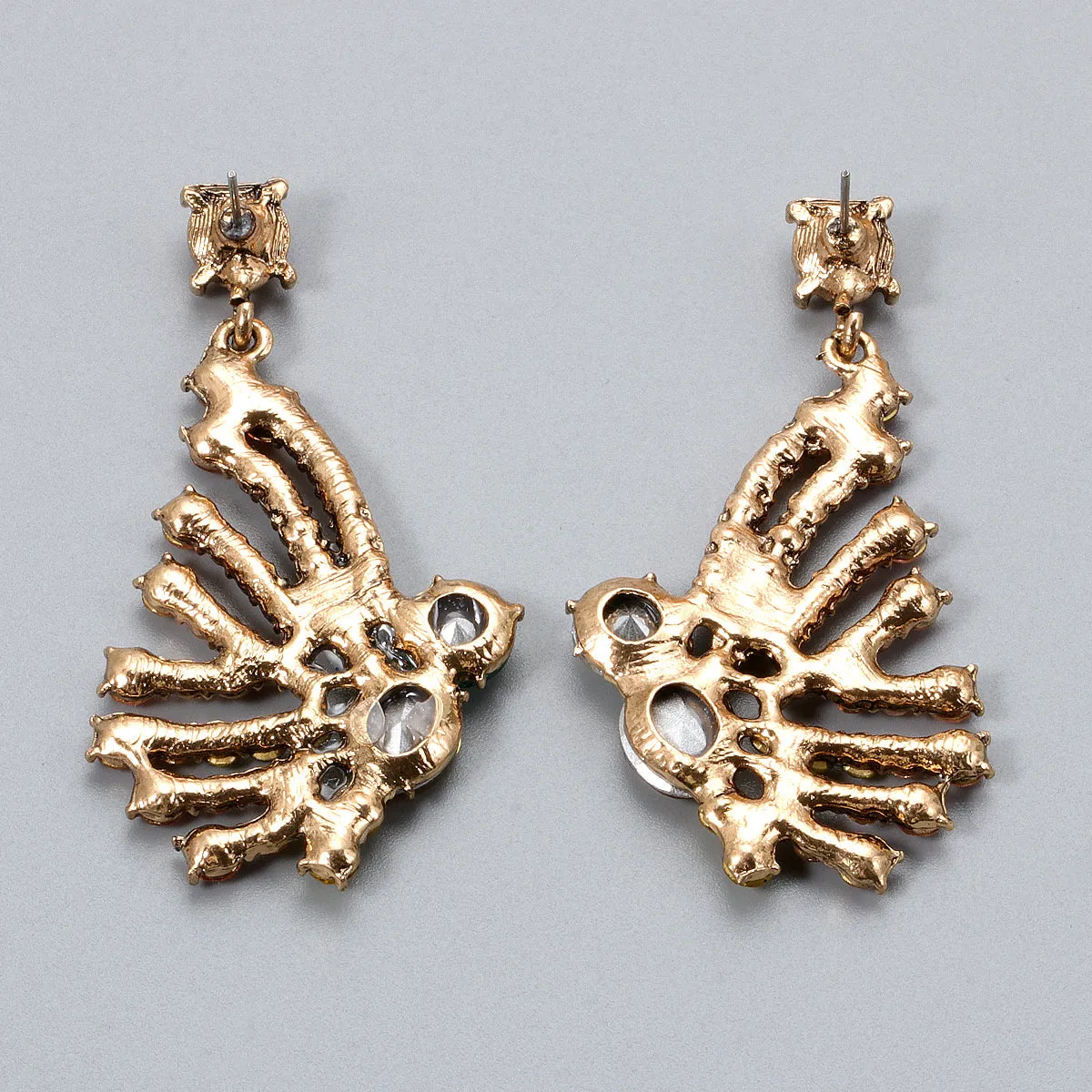 Cubic Zirconia & Yellow Crystal 18K Gold-Plated Butterfly Drop Earrings