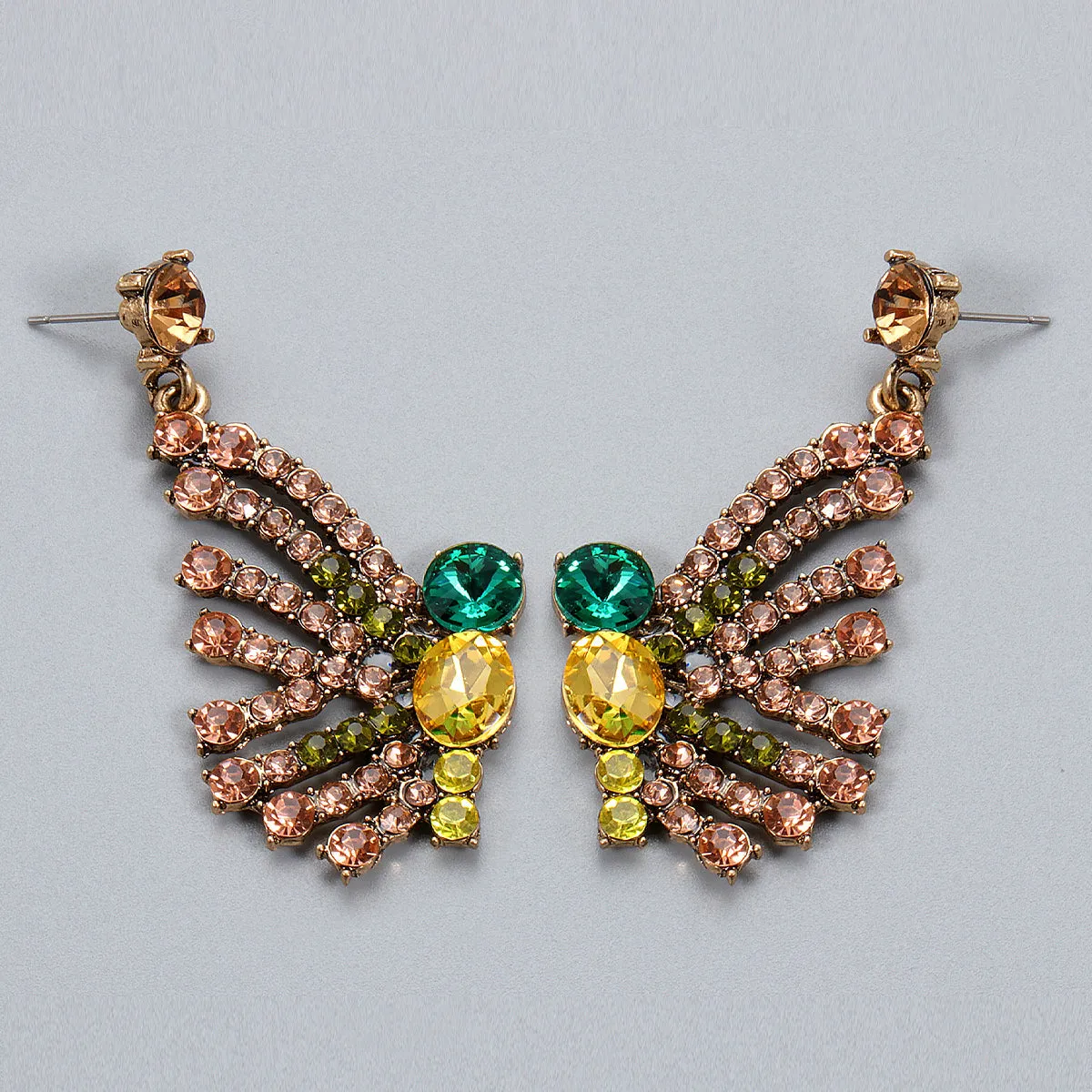 Cubic Zirconia & Yellow Crystal 18K Gold-Plated Butterfly Drop Earrings