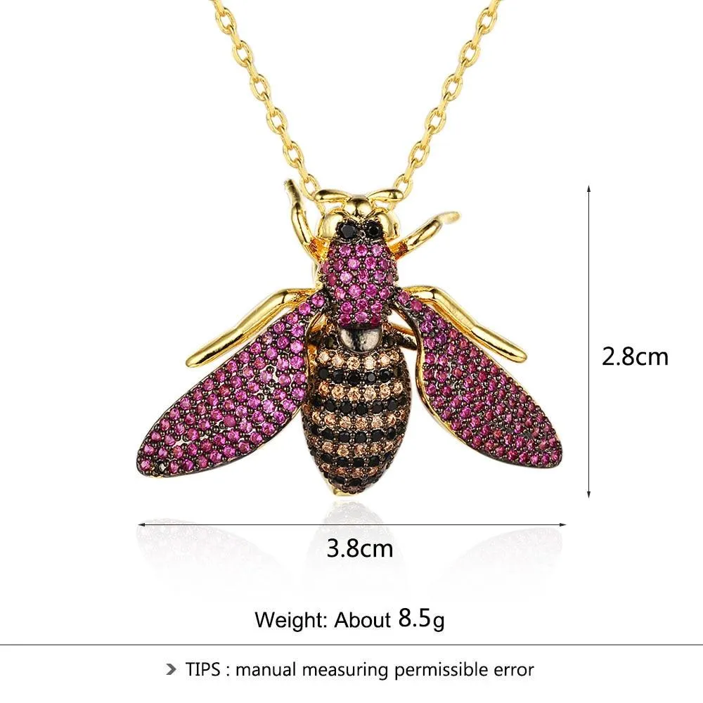 Cubic Zirconia Bee Insect Necklace & Pendants For Women Pins Fashion  Cute Jewelry