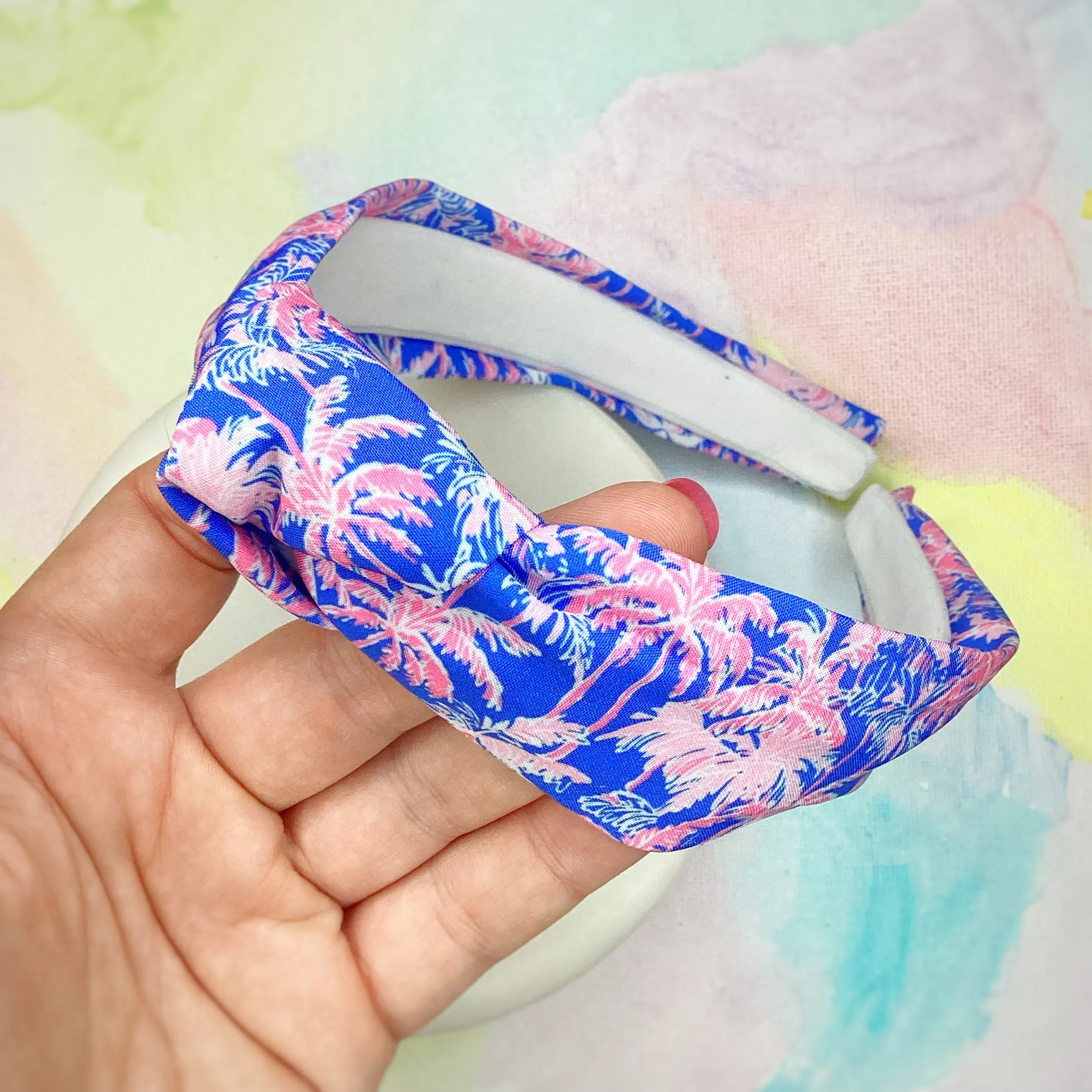 Designer Palm Trees Bow Strip, Headband, Baby Headwrap and Scrunchie Collection