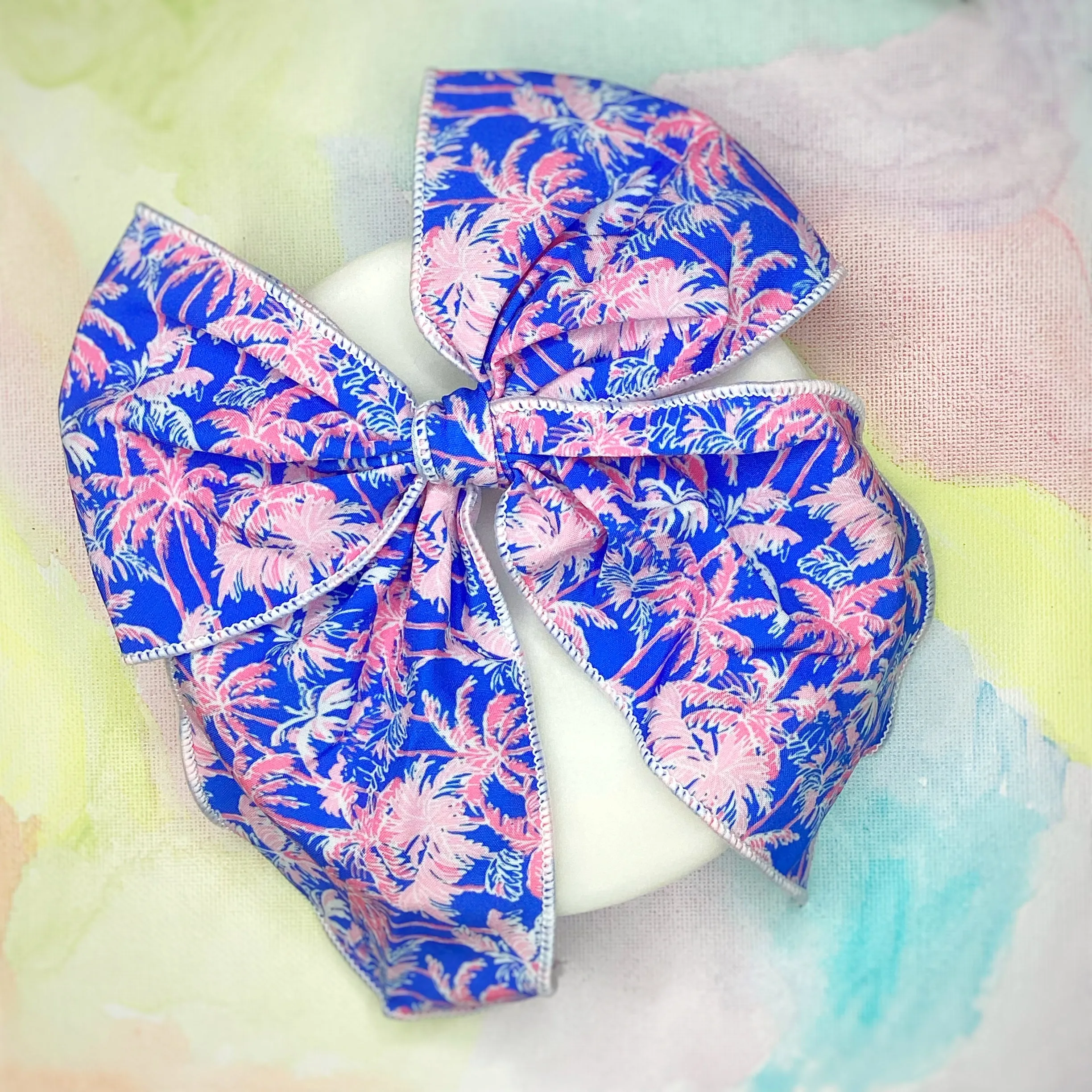 Designer Palm Trees Bow Strip, Headband, Baby Headwrap and Scrunchie Collection