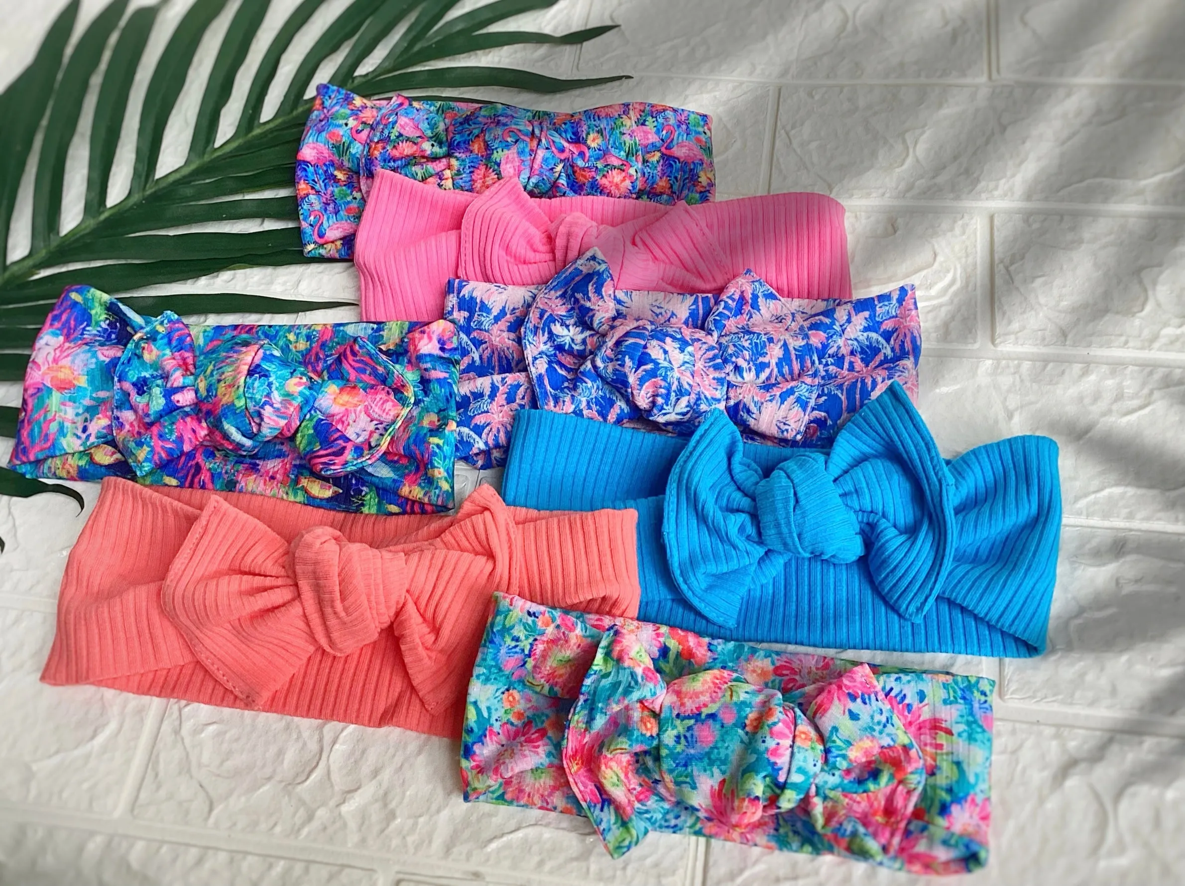 Designer Palm Trees Bow Strip, Headband, Baby Headwrap and Scrunchie Collection