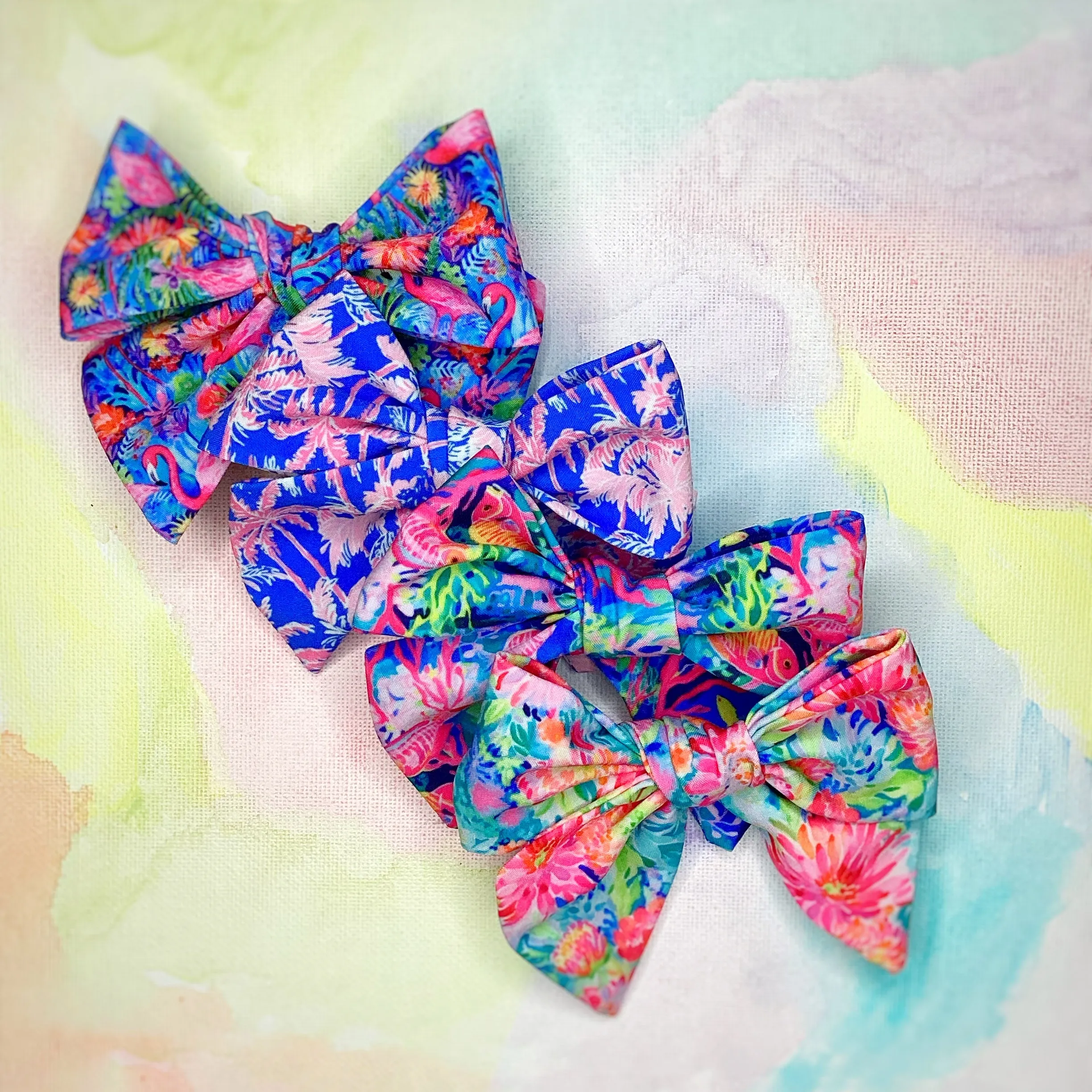Designer Palm Trees Bow Strip, Headband, Baby Headwrap and Scrunchie Collection