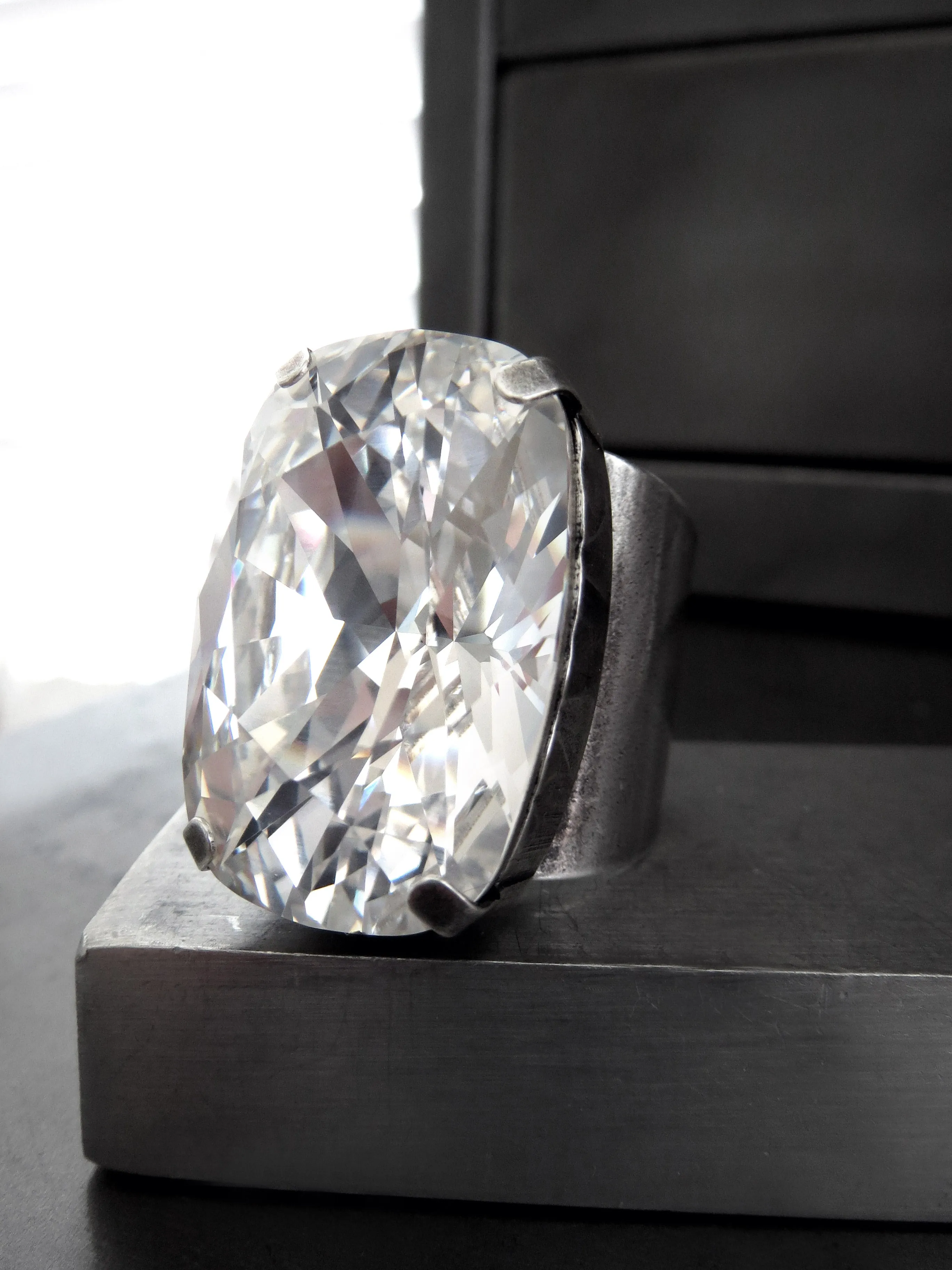 DIVINITY - Extra Large Clear Crystal Cocktail Ring