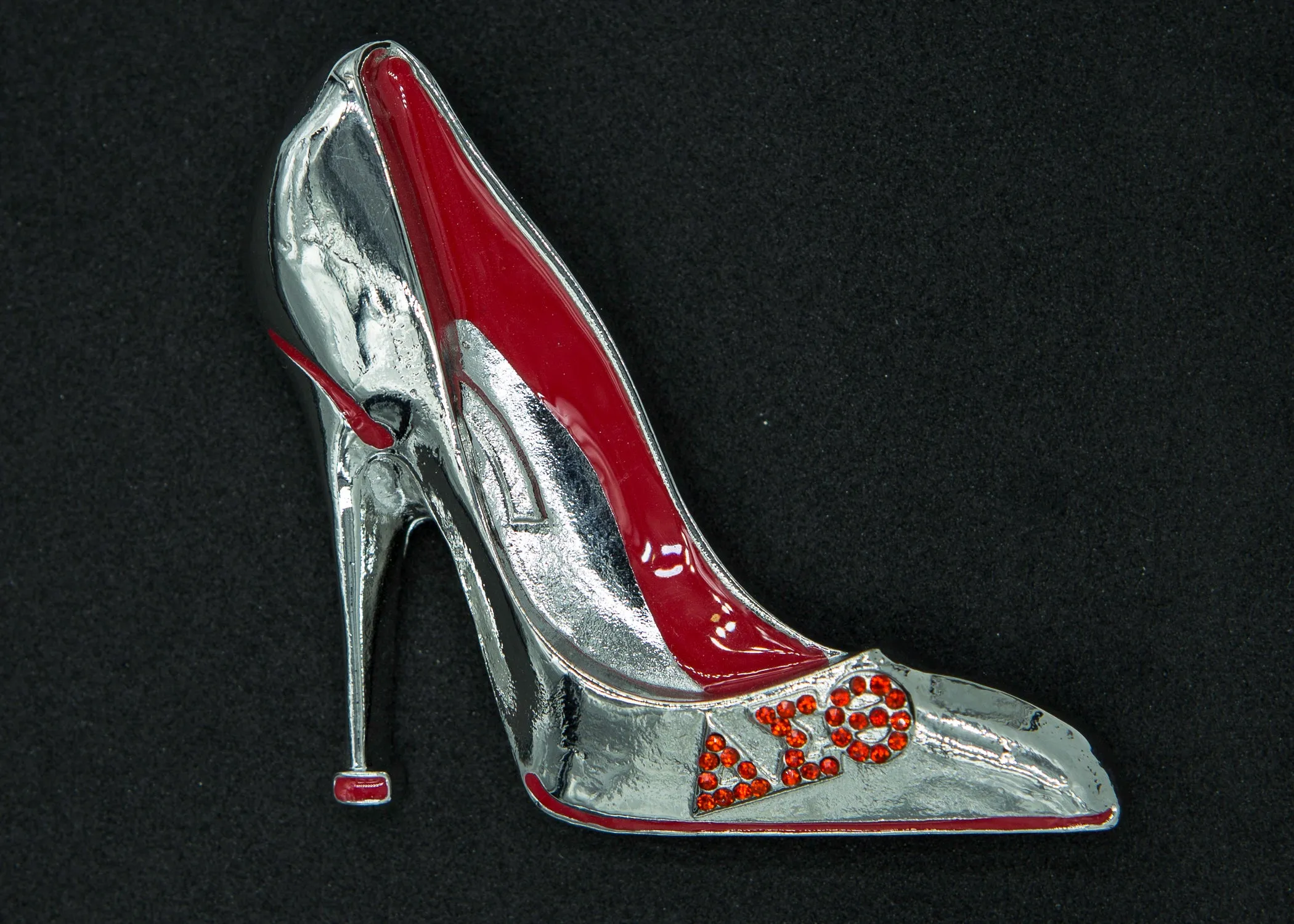 DST Silver Red Bling Shoe, Greek Letters