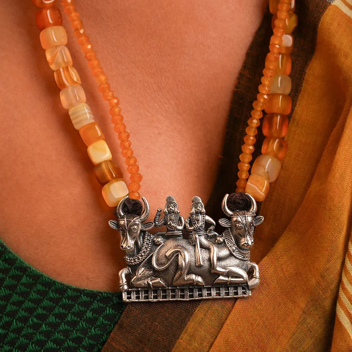 Dwarpal Silver Necklace by MOHA