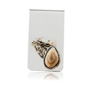 Elk Head Tooth Braided Ivory Money Clip