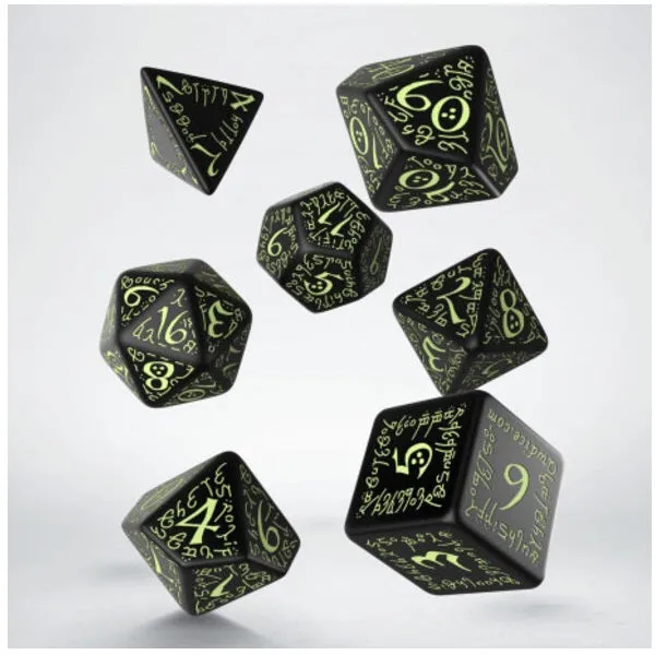 Elvish Black & Glow-in-the- Dark Dice Set (7)