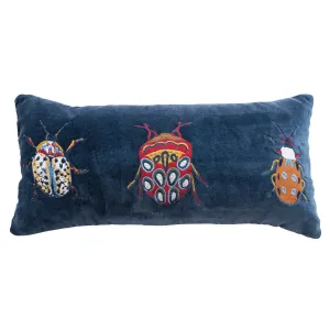 Embroidered Velvet Bug Pillow