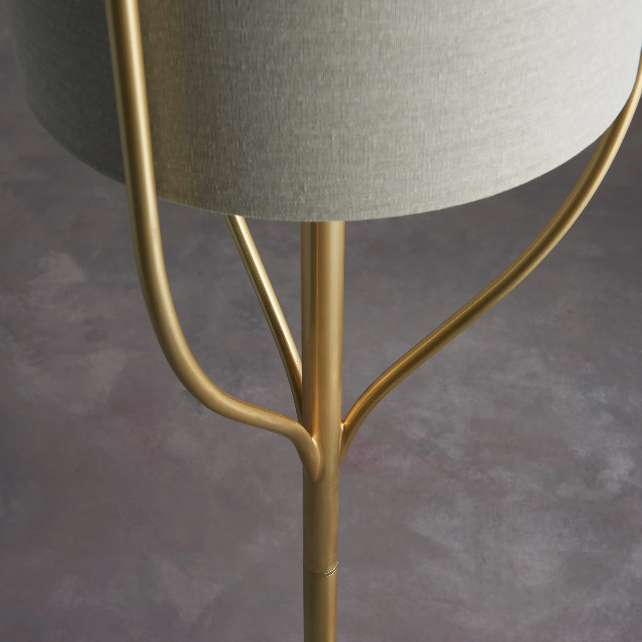 Endon 95466 Fraser 1lt Floor Satin brass plate & natural linen mix fabric 10W LED E27 (Required)