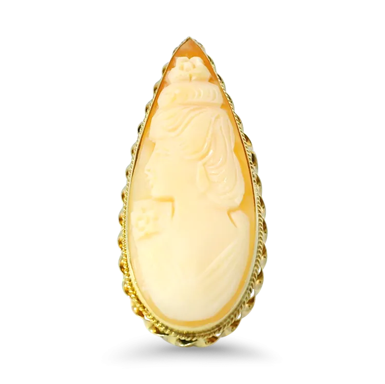 Estate 14k Yellow Gold Pear-Shaped Cameo Ring