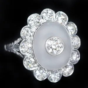 Estate 1.68 CTW Old European Cut Diamond & Rock Crystal Ring