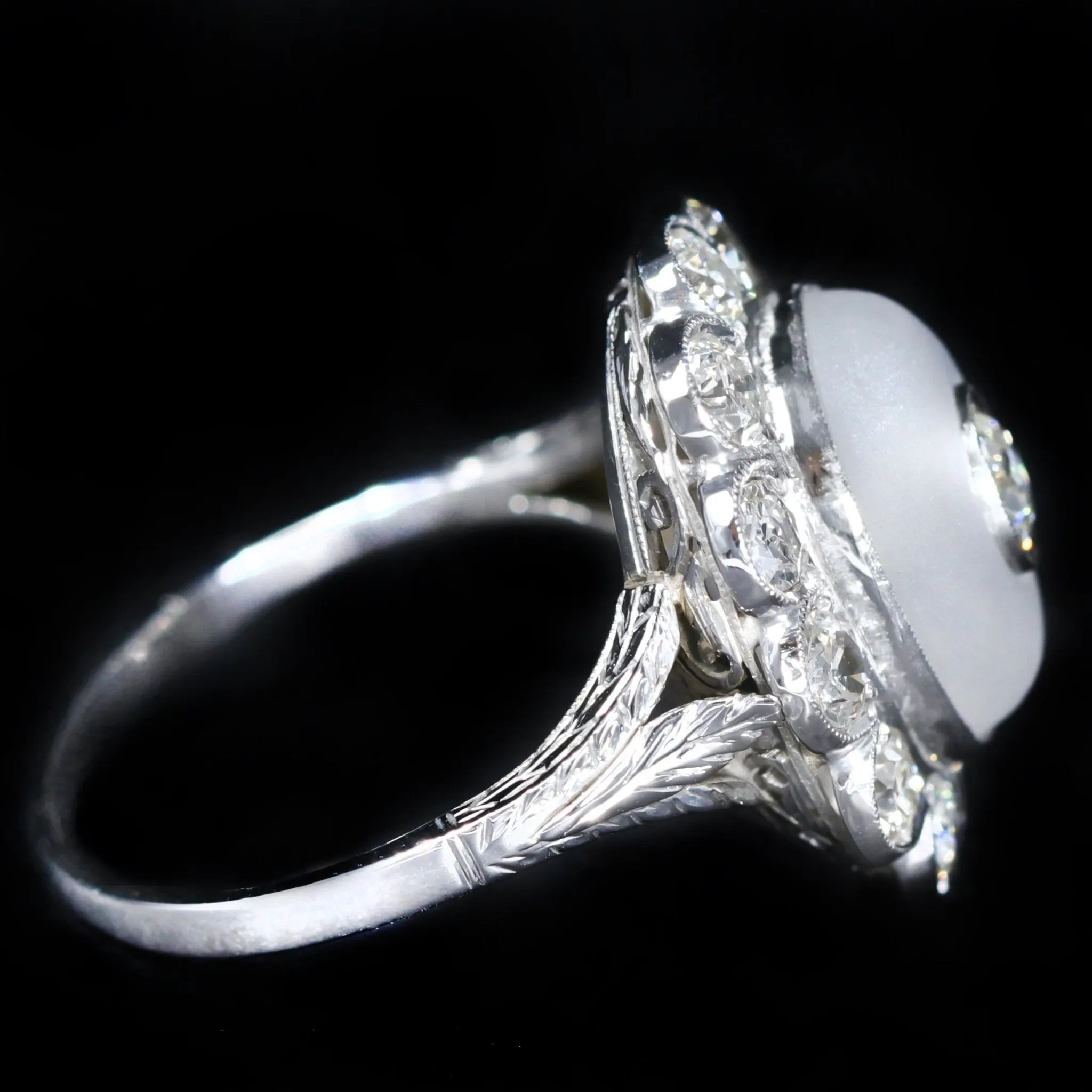 Estate 1.68 CTW Old European Cut Diamond & Rock Crystal Ring