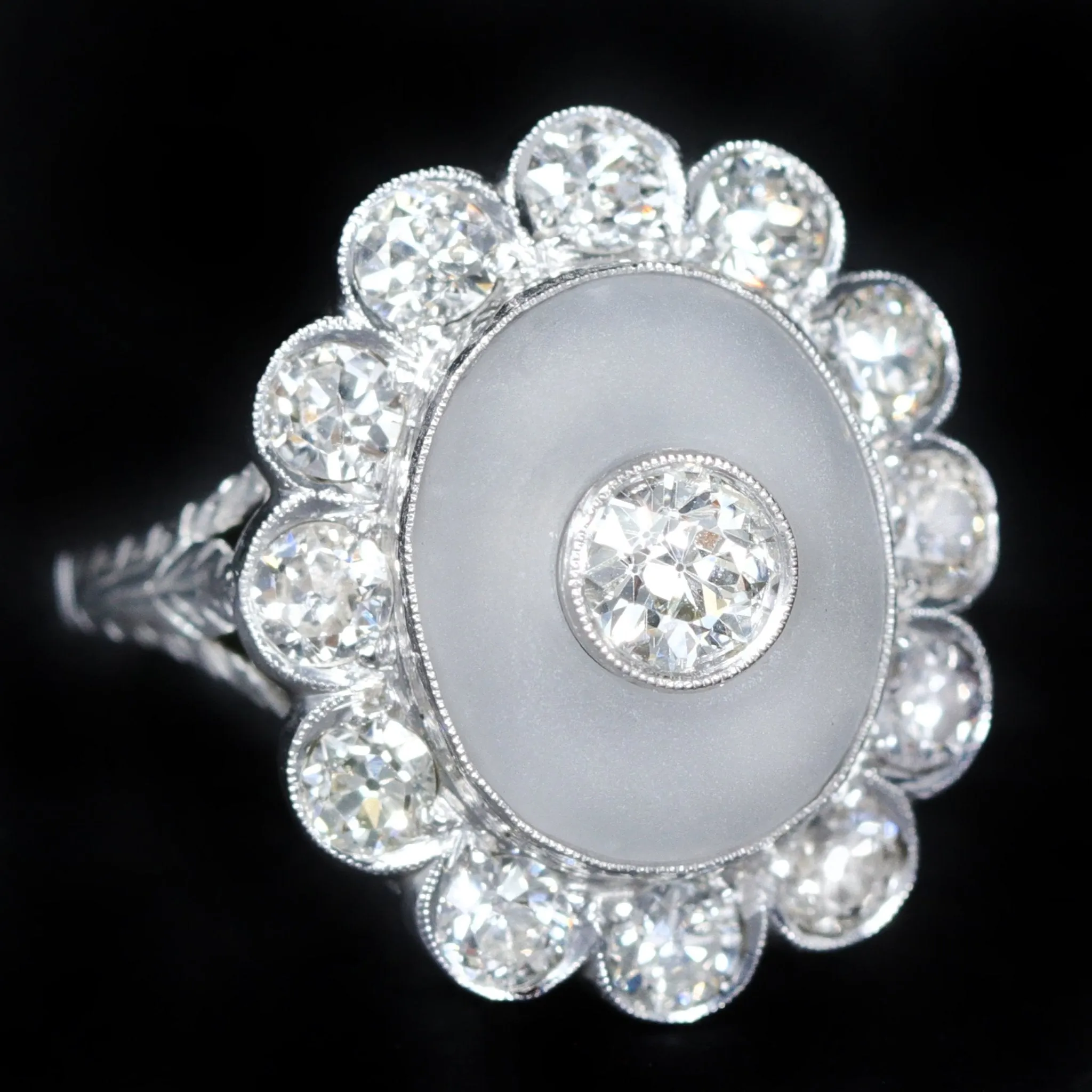 Estate 1.68 CTW Old European Cut Diamond & Rock Crystal Ring