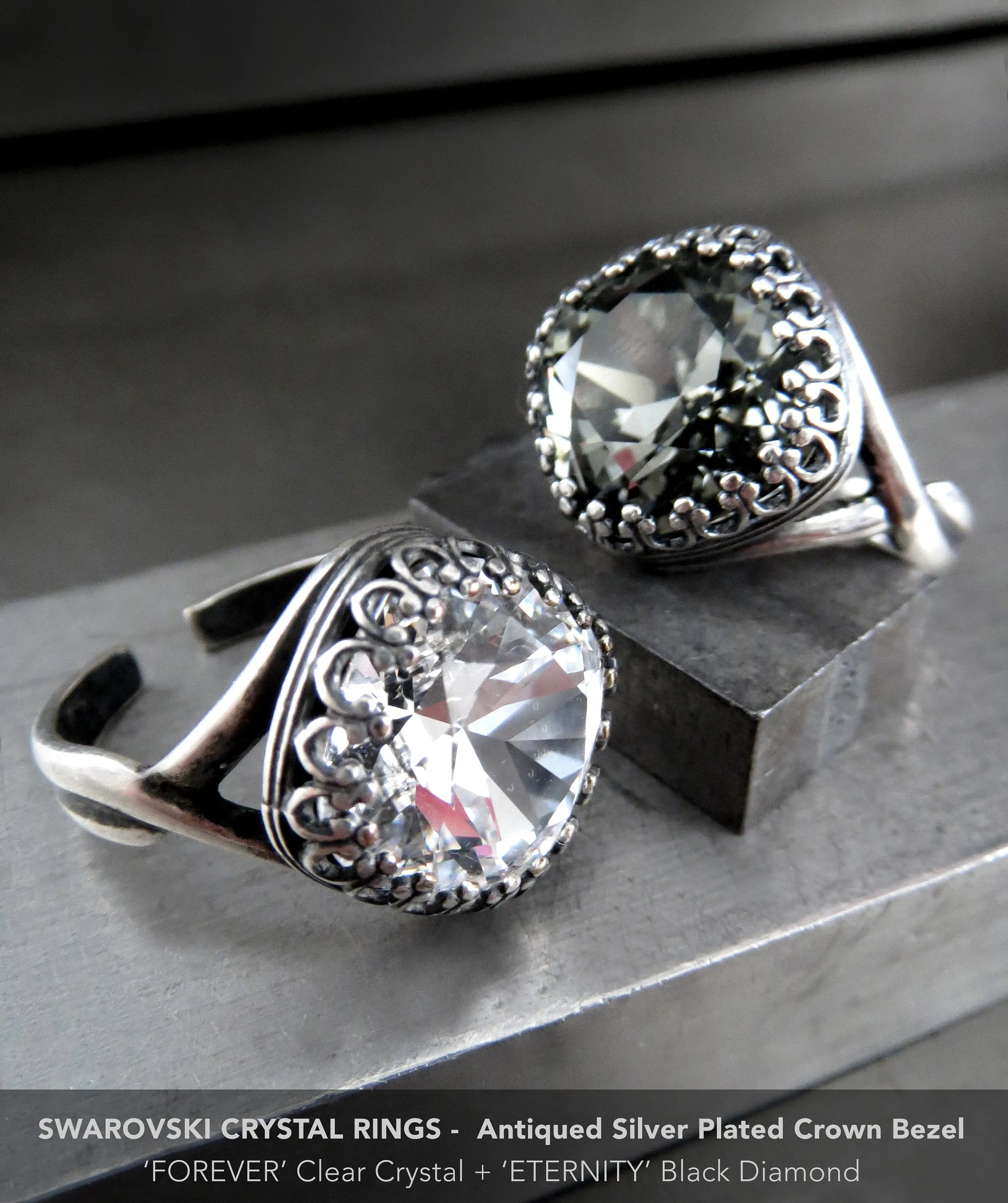 ETERNITY - Romantic Black Diamond Crystal Ring