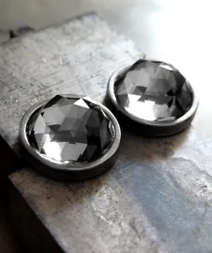 Extra Large Stud Earrings with Sparkly Black Crystal