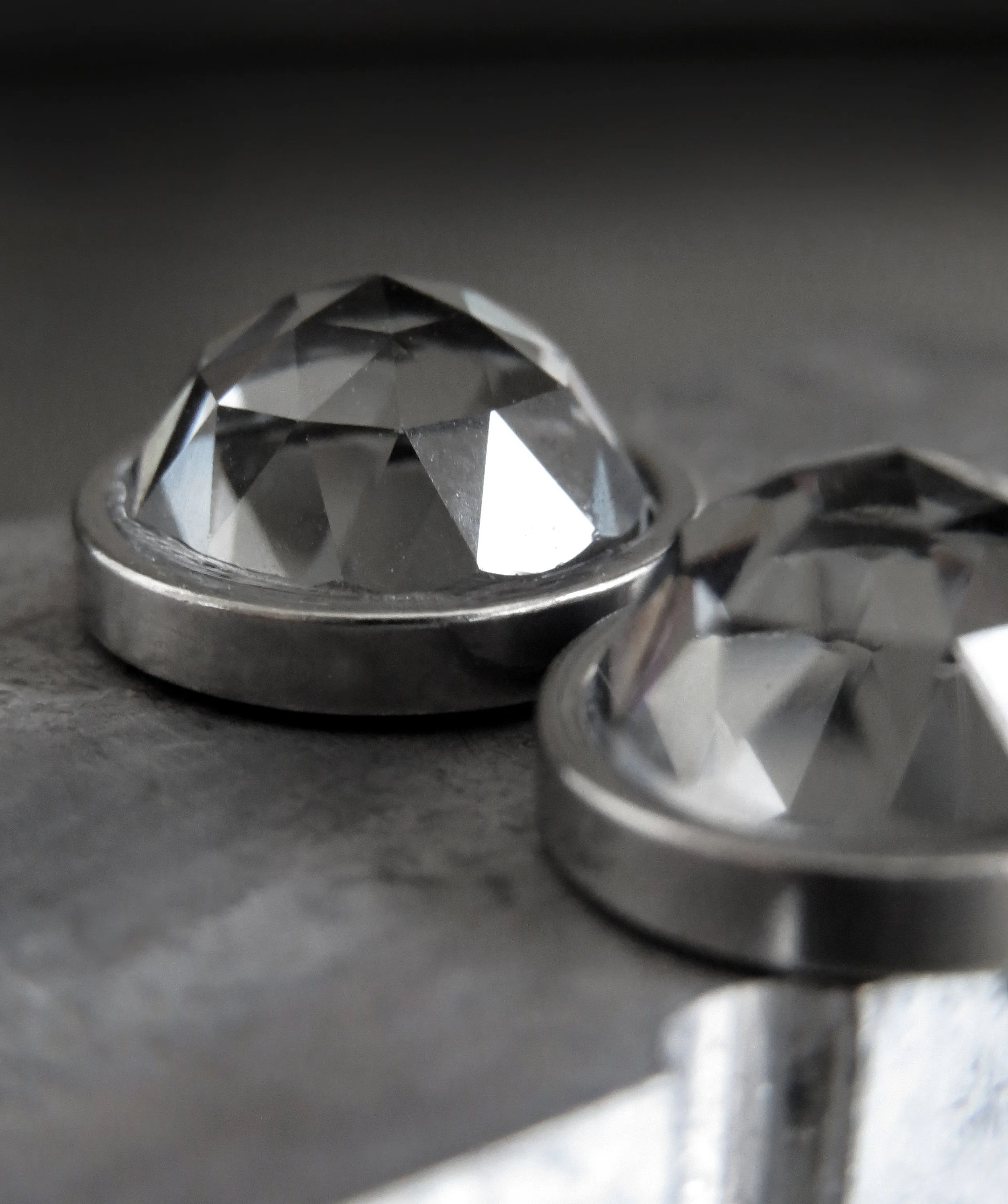 Extra Large Stud Earrings with Sparkly Black Crystal