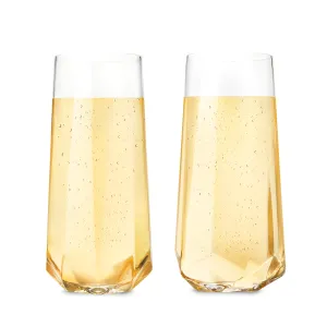 FACETED CRYSTAL STEMLESS CHAMPAGNE FLUTES