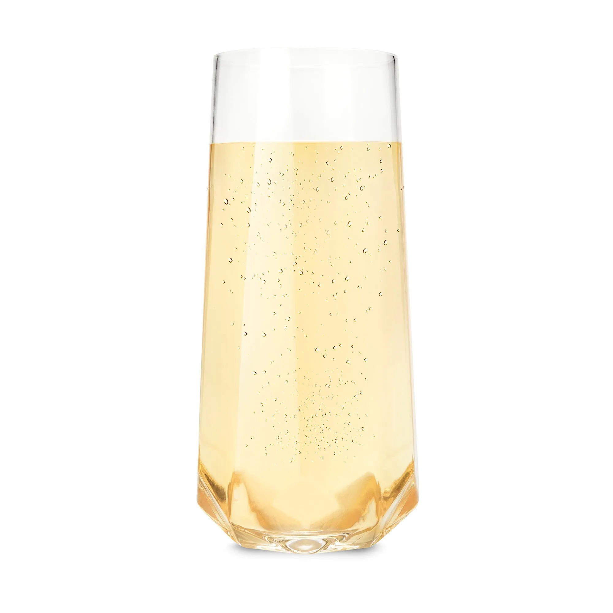 FACETED CRYSTAL STEMLESS CHAMPAGNE FLUTES