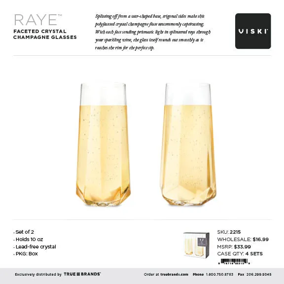 FACETED CRYSTAL STEMLESS CHAMPAGNE FLUTES