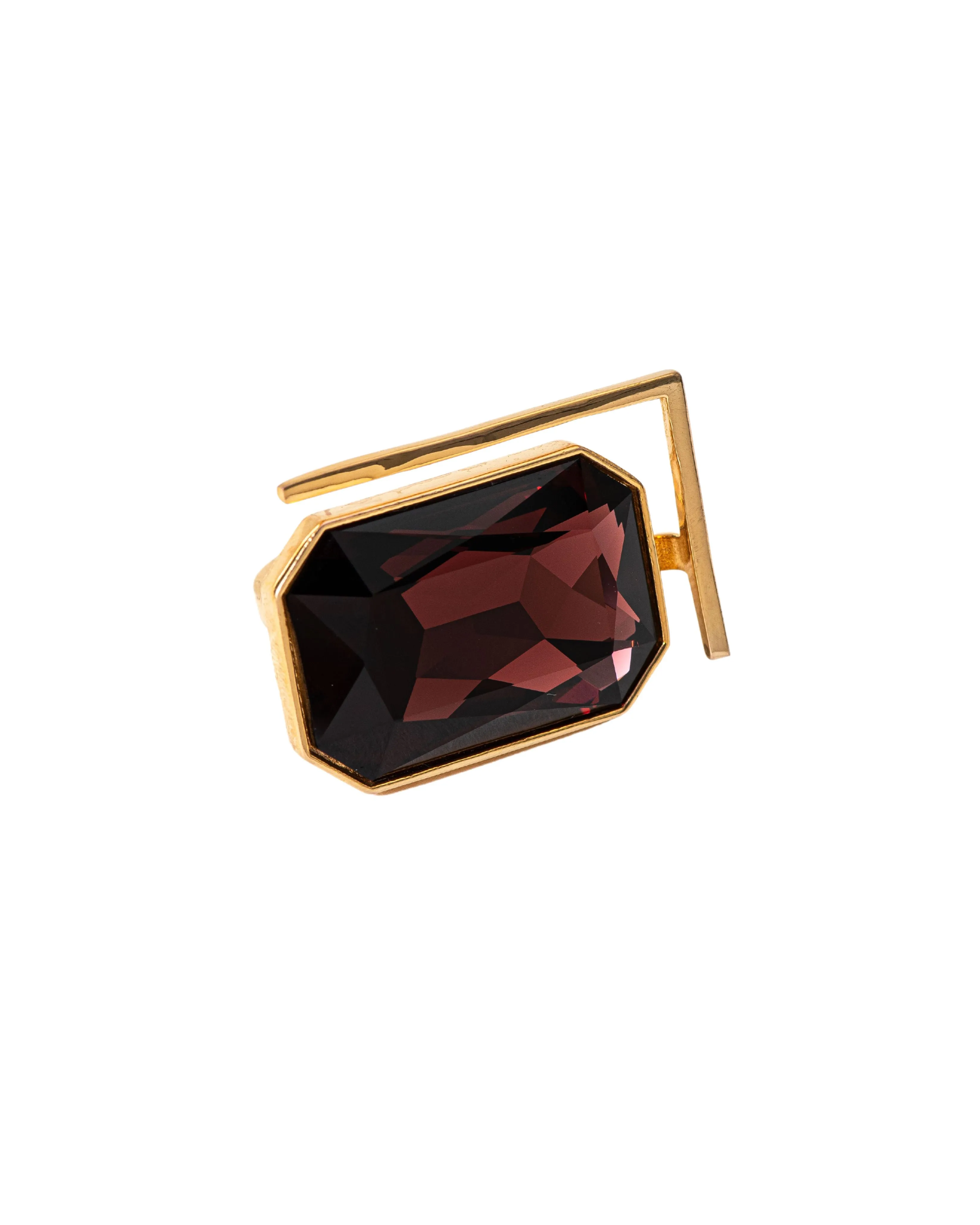 Fashion Jewelry-18k Gold Plated-Cocktail Ring-Radiance Crystal-Burgundy-VOYCE1002-M-Fashion Edit Voyce