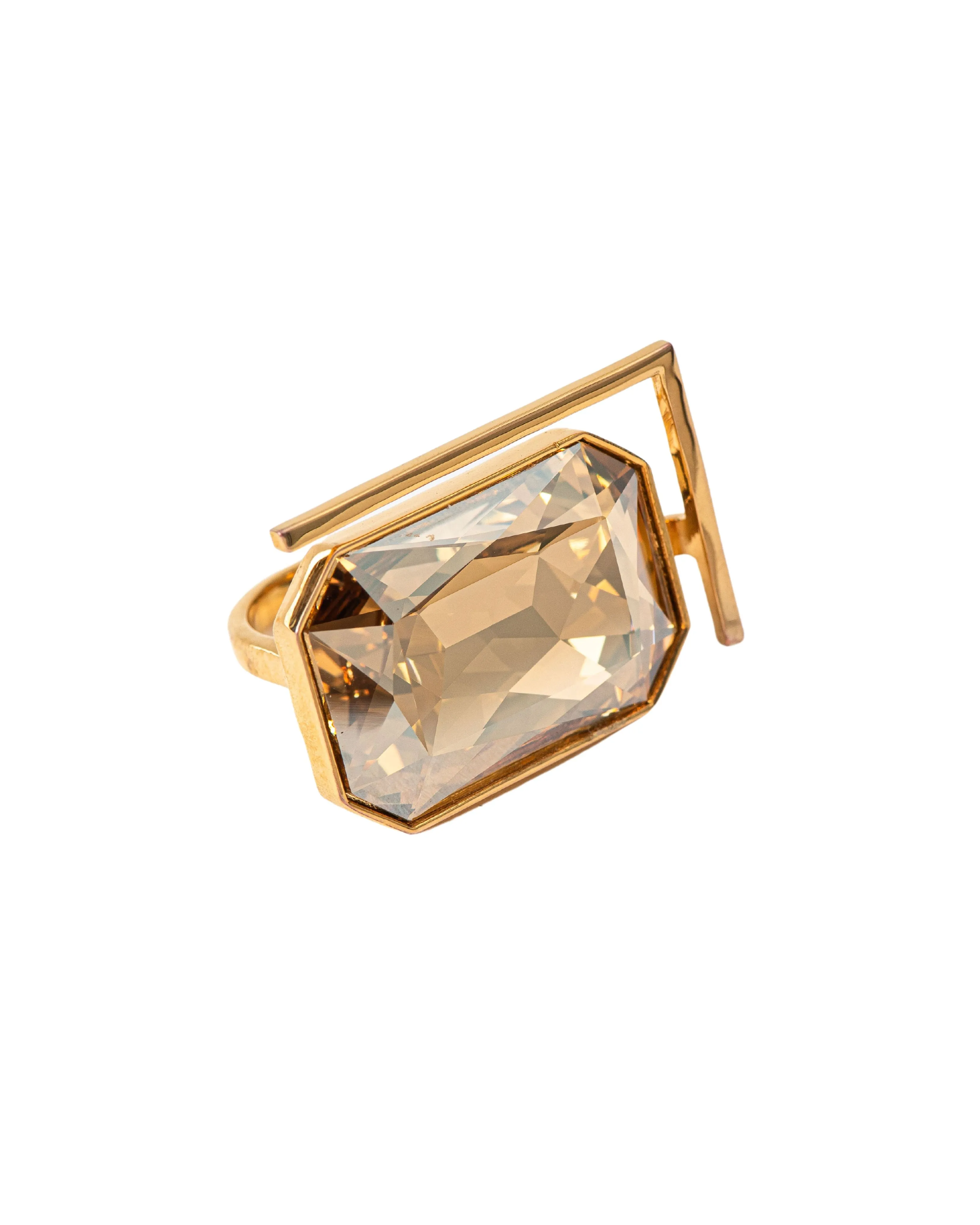Fashion Jewelry-18k Gold Plated-Cocktail Ring-Radiance Crystal-Gold-VOYCE1008-M-Fashion Edit Voyce