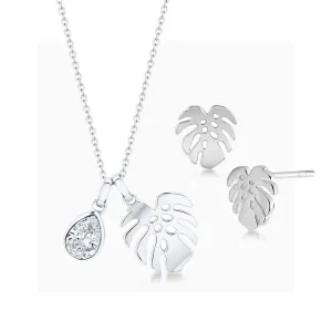 Florence pendant & earring set rhodium