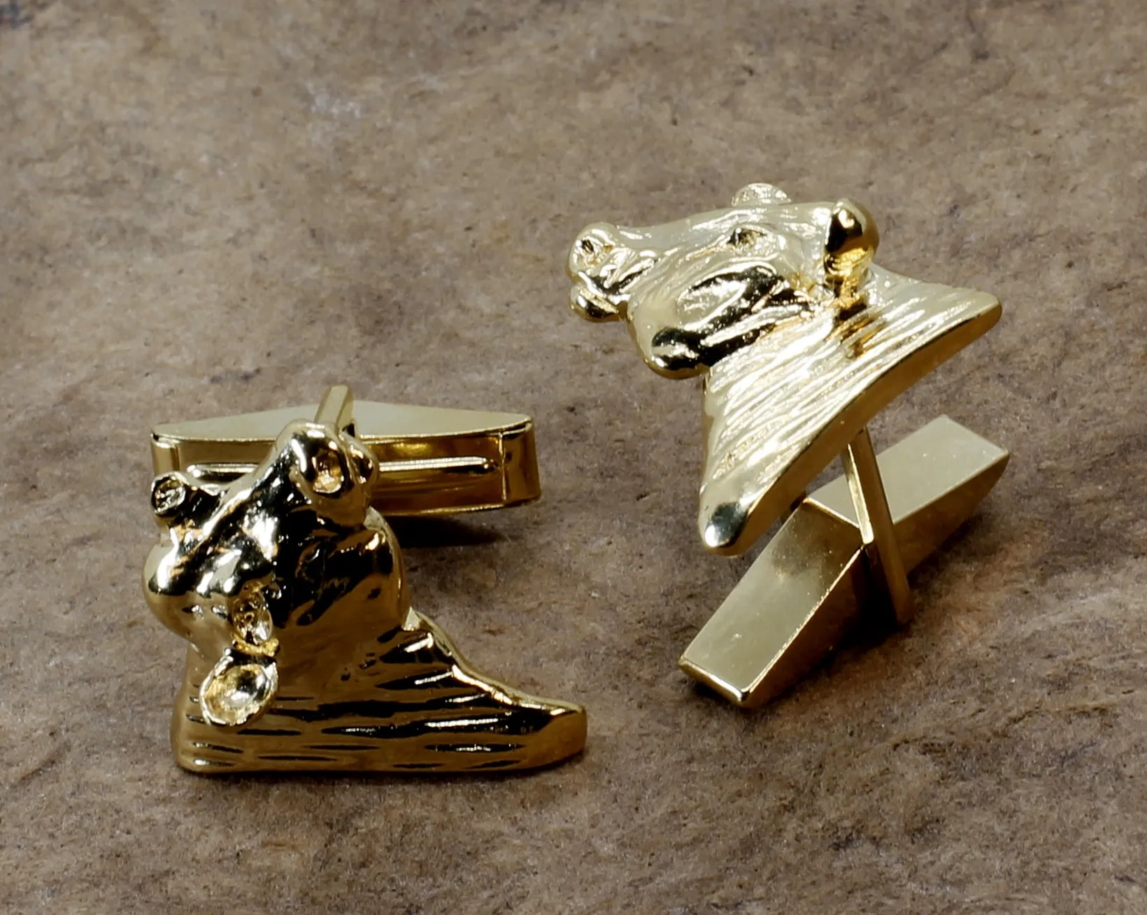 Gold Bull Cuff Links for him with 14kt Gold Vermeil Heads of Angus Bulls
