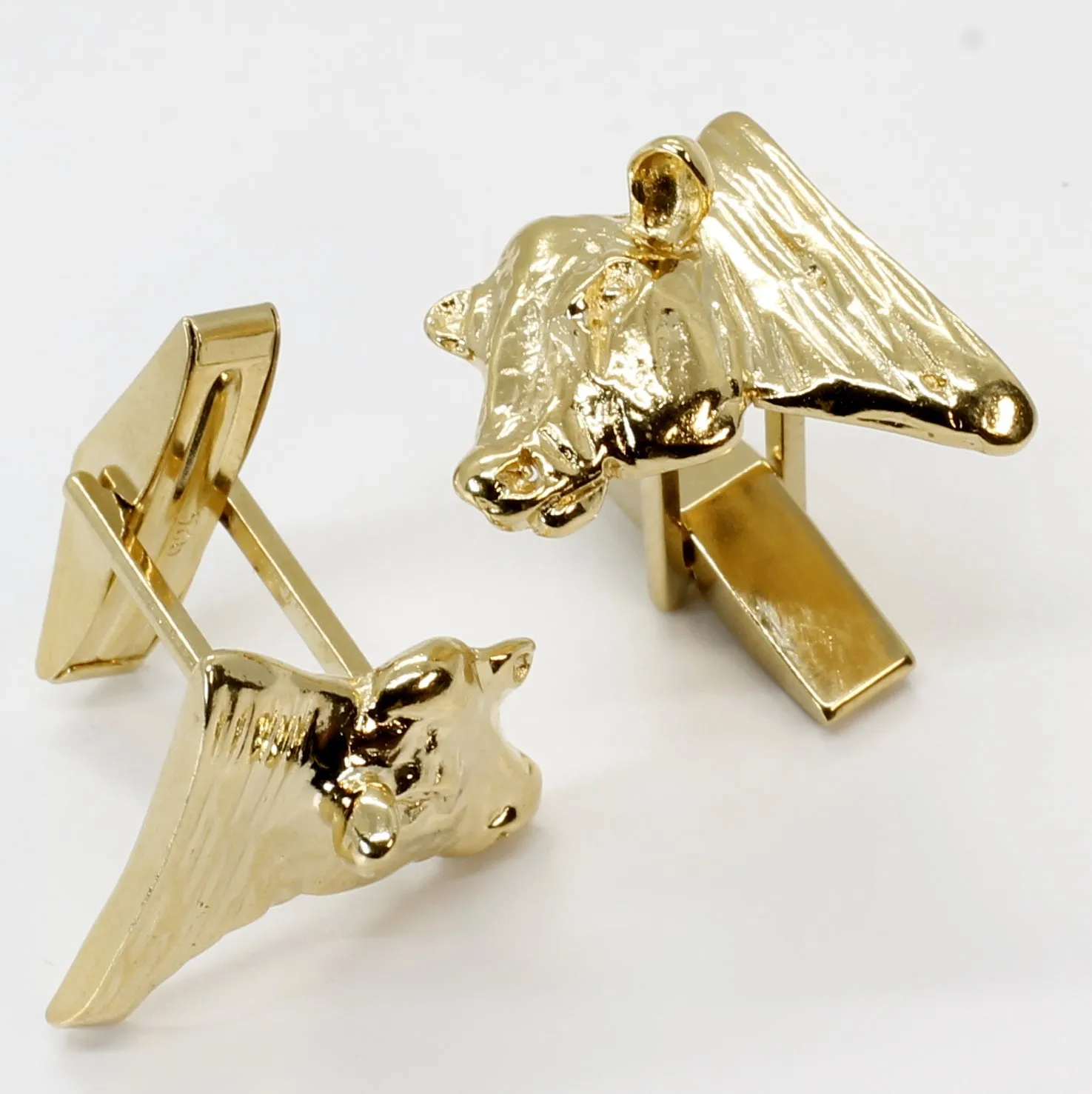 Gold Bull Cuff Links for him with 14kt Gold Vermeil Heads of Angus Bulls