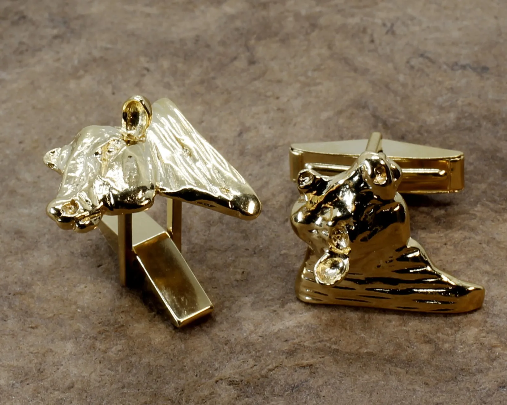 Gold Bull Cuff Links for him with 14kt Gold Vermeil Heads of Angus Bulls
