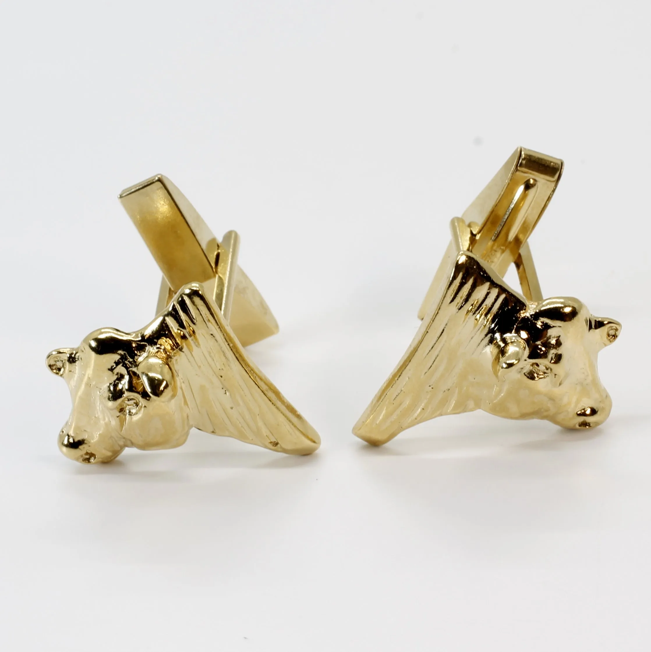 Gold Bull Cuff Links for him with 14kt Gold Vermeil Heads of Angus Bulls