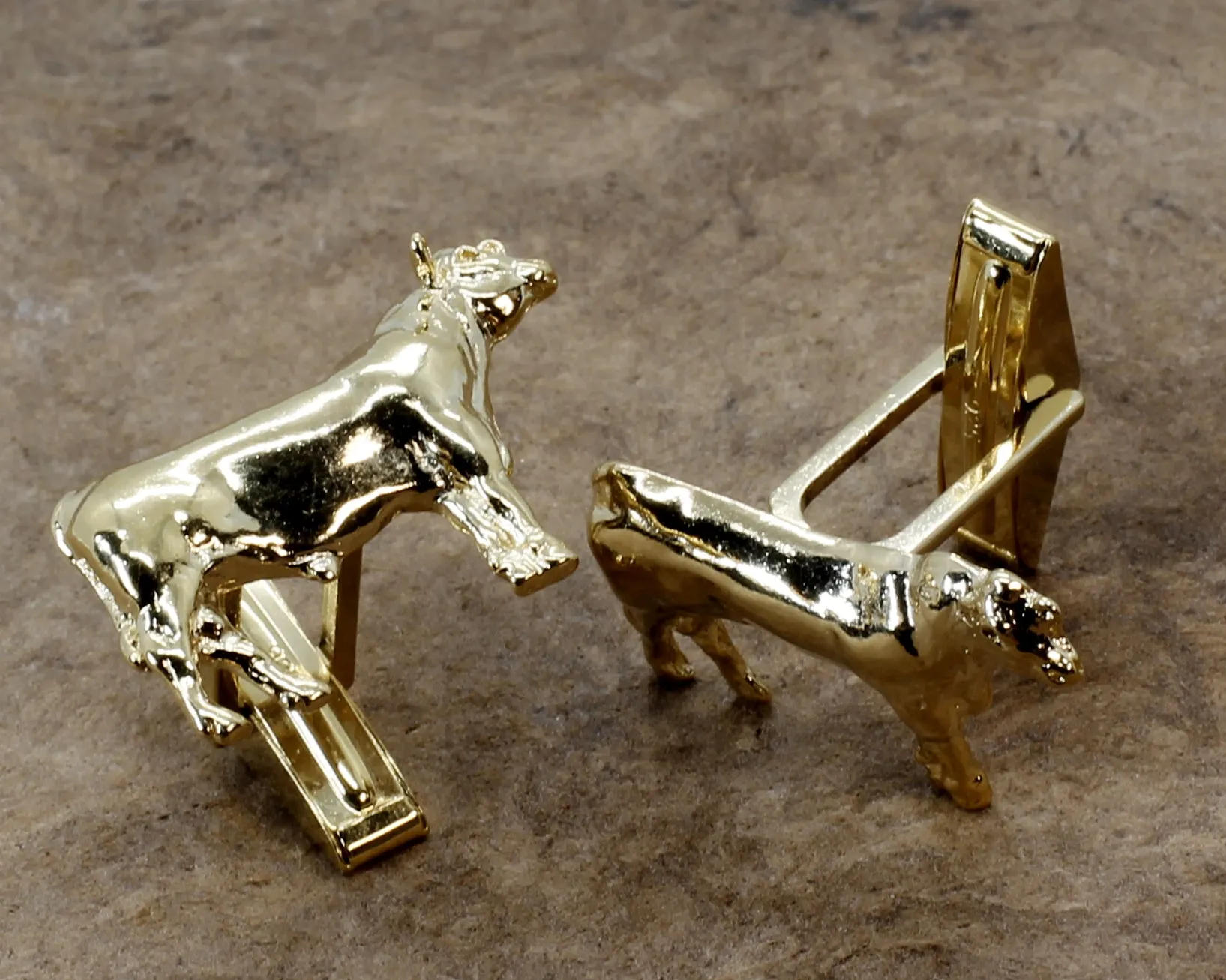 Gold Bull Cuff Links for him with 14kt Gold Vermeil Prize Angus Bulls