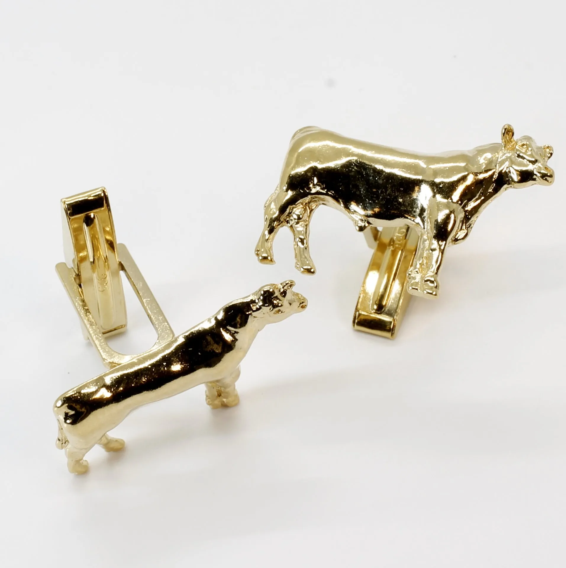 Gold Bull Cuff Links for him with 14kt Gold Vermeil Prize Angus Bulls