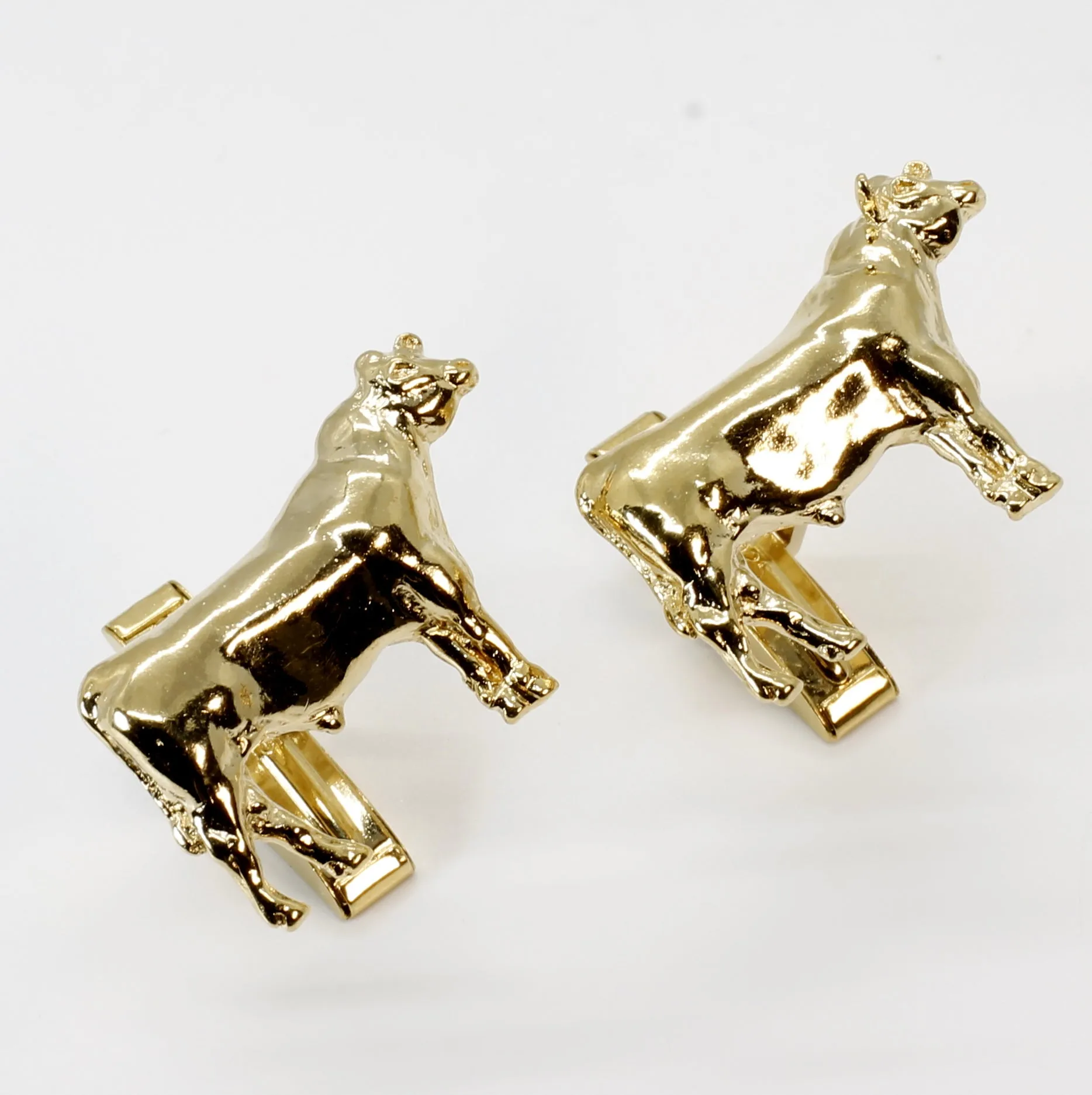 Gold Bull Cuff Links for him with 14kt Gold Vermeil Prize Angus Bulls
