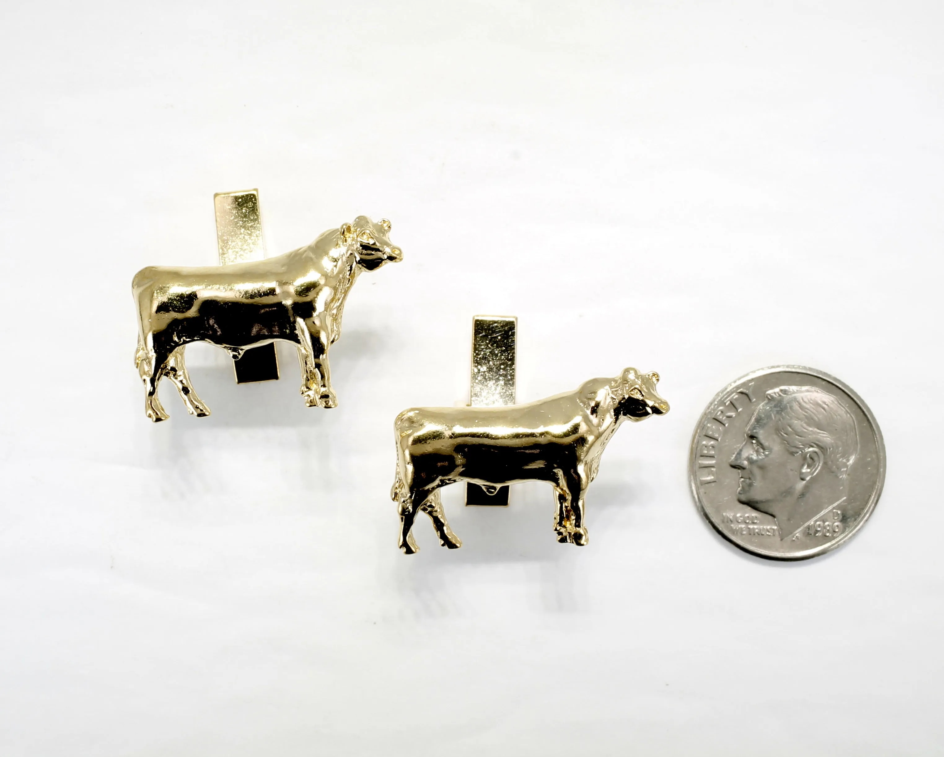 Gold Bull Cuff Links for him with 14kt Gold Vermeil Prize Angus Bulls