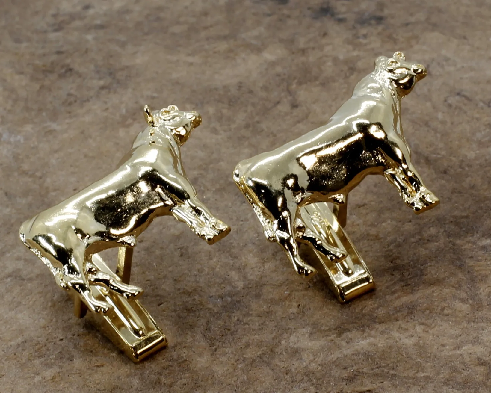 Gold Bull Cuff Links for him with 14kt Gold Vermeil Prize Angus Bulls