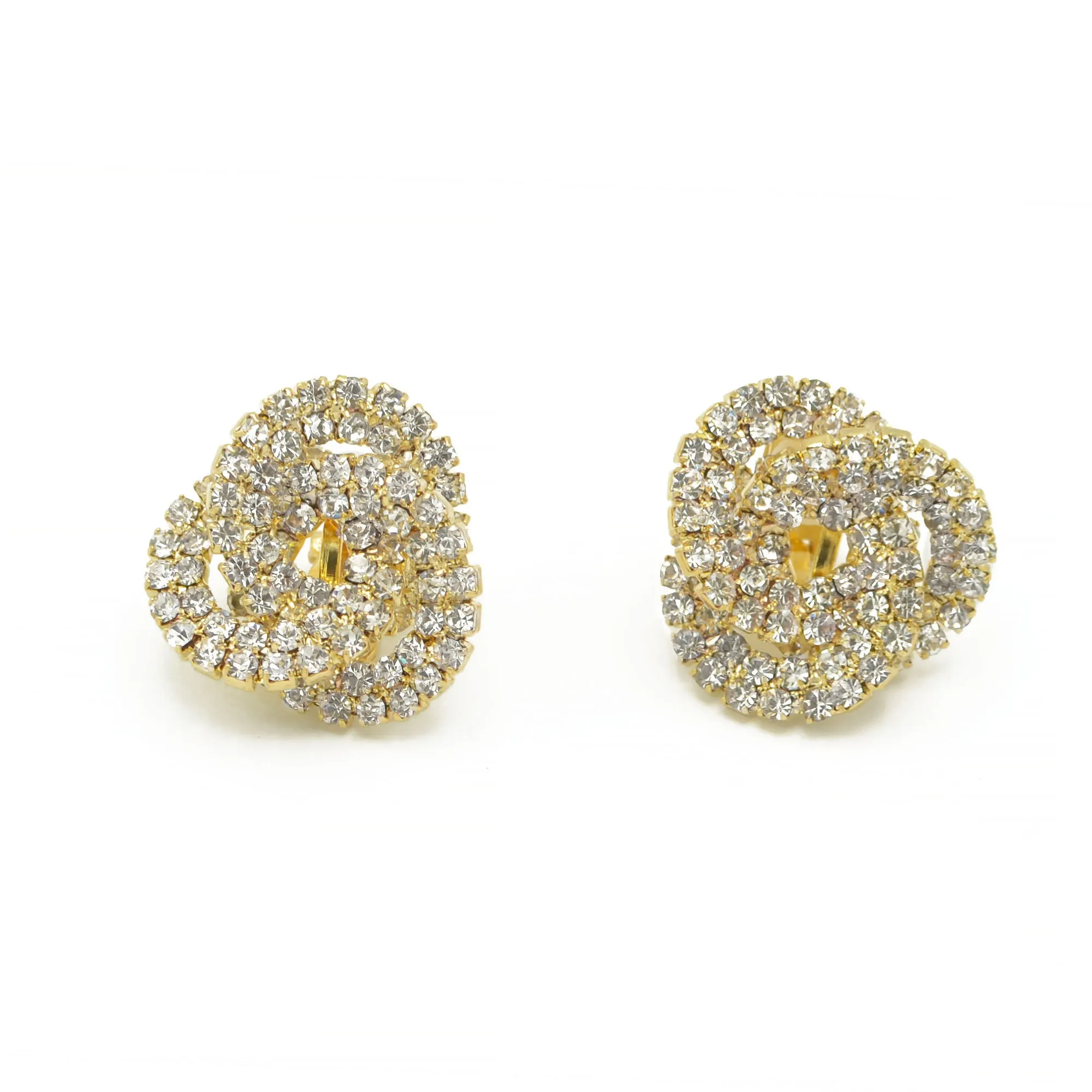 Gold Rhinestone Crystal Interlock Earrings #SQ5413G (LF26/NB6)