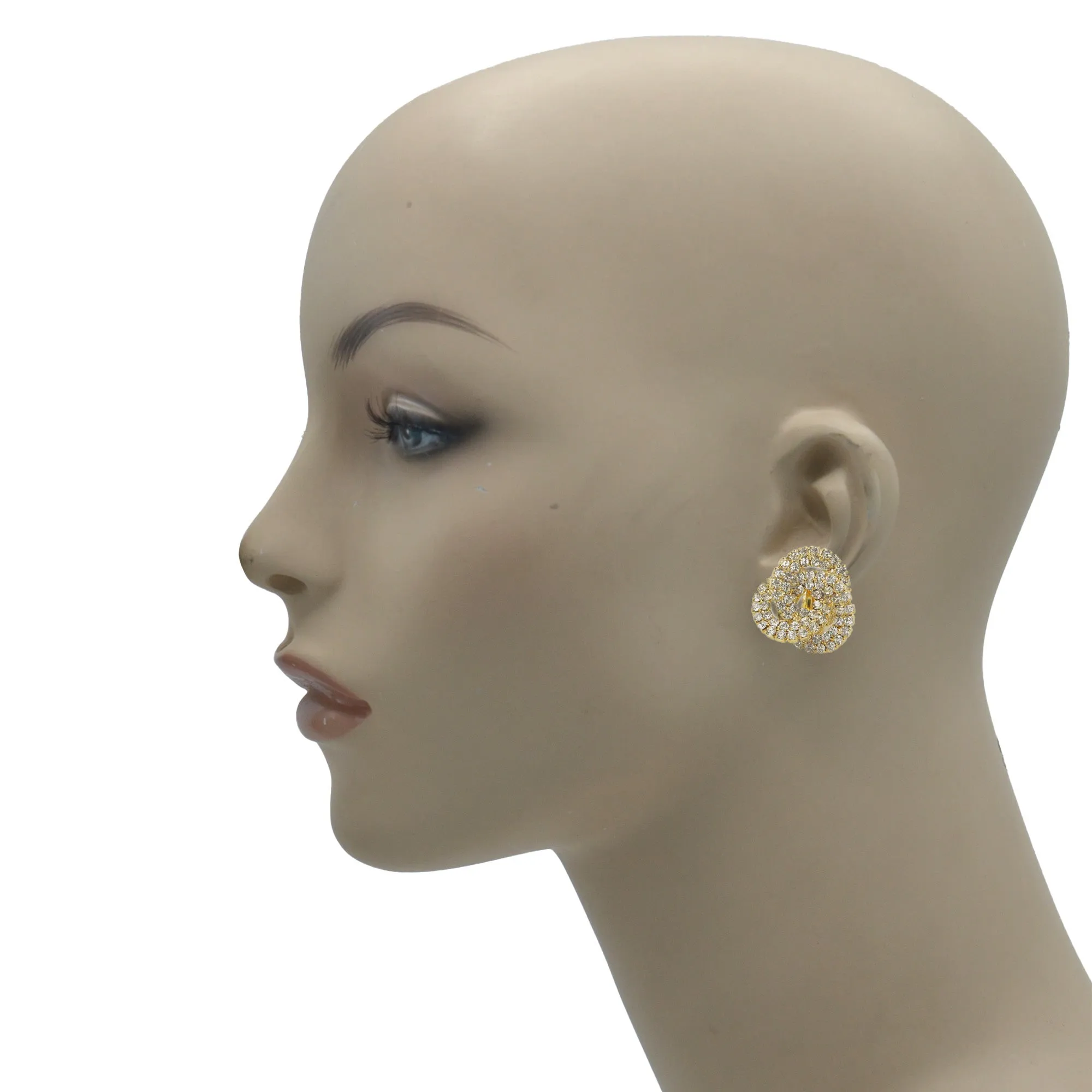 Gold Rhinestone Crystal Interlock Earrings #SQ5413G (LF26/NB6)