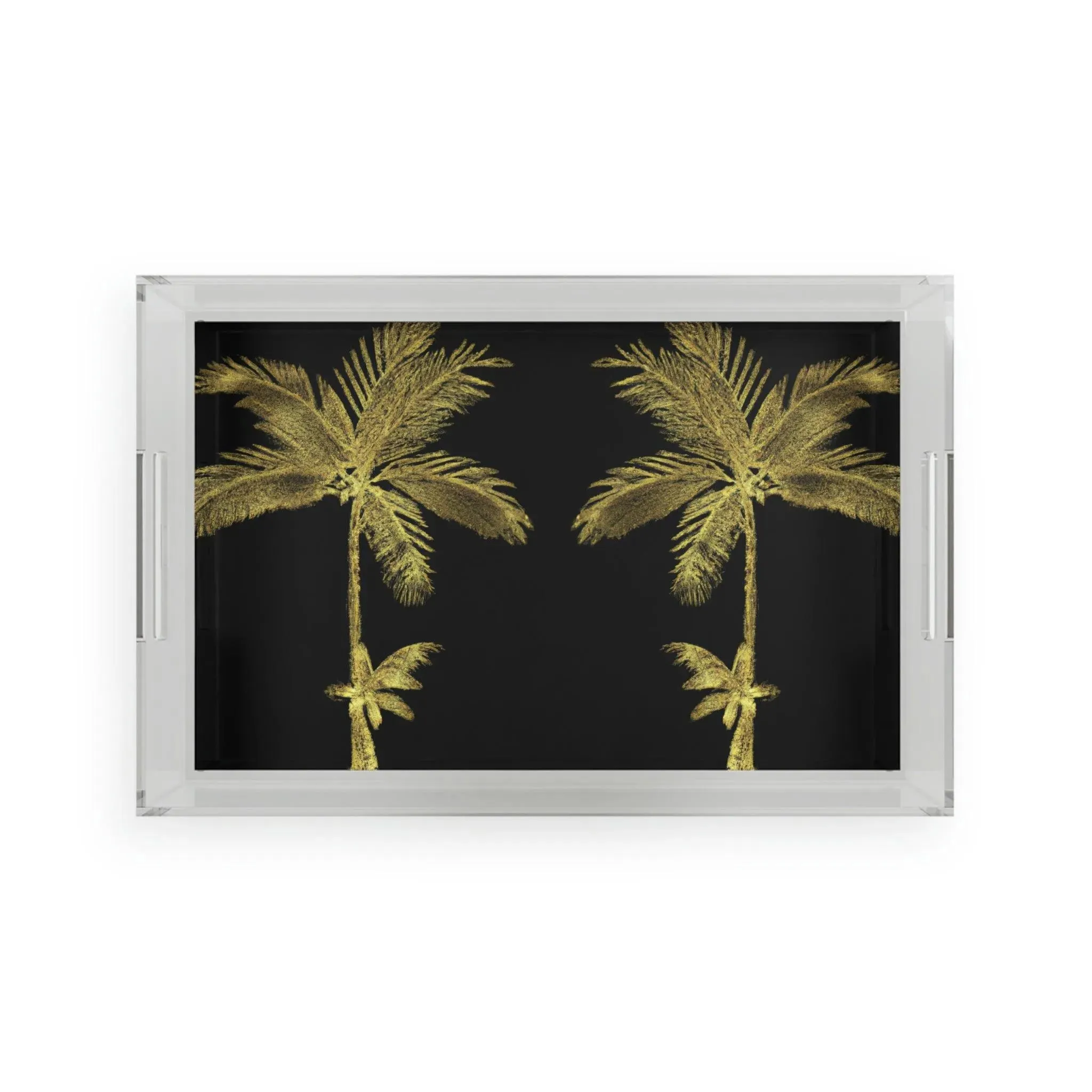 Golden Palm Trees Acrylic Serving Tray