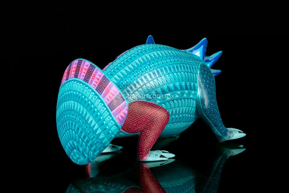 Hand Painted Axolotl Mexican Wood Carving Alebrije