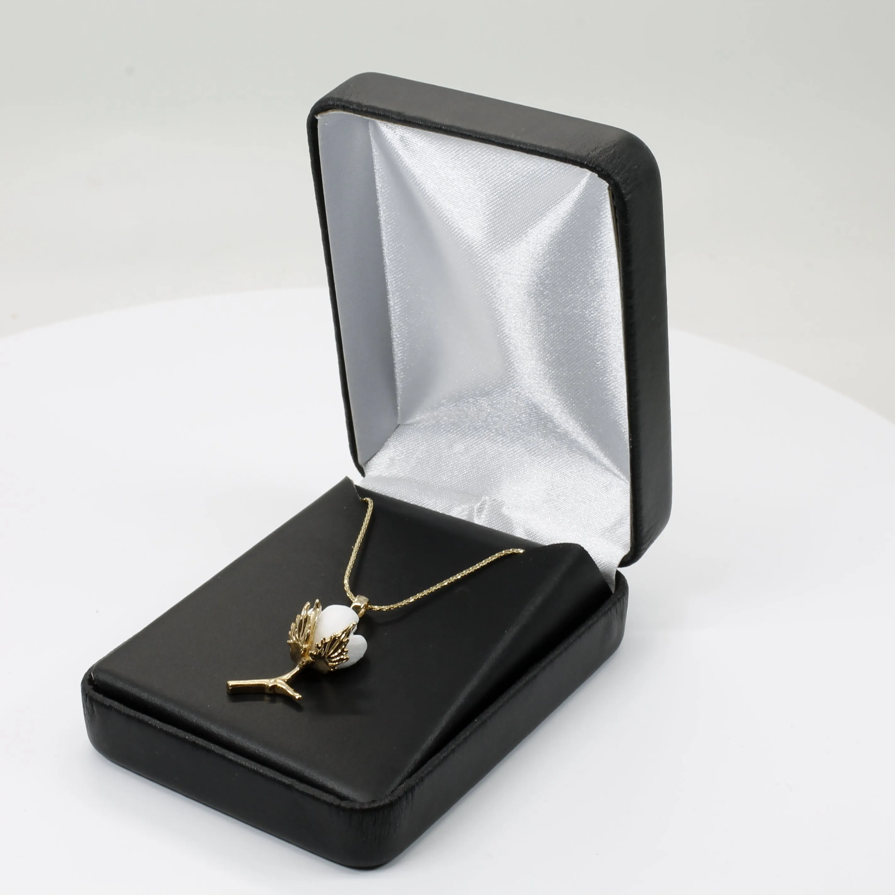 Handmade 14kt Gold Cotton Boll Necklace with single boll design