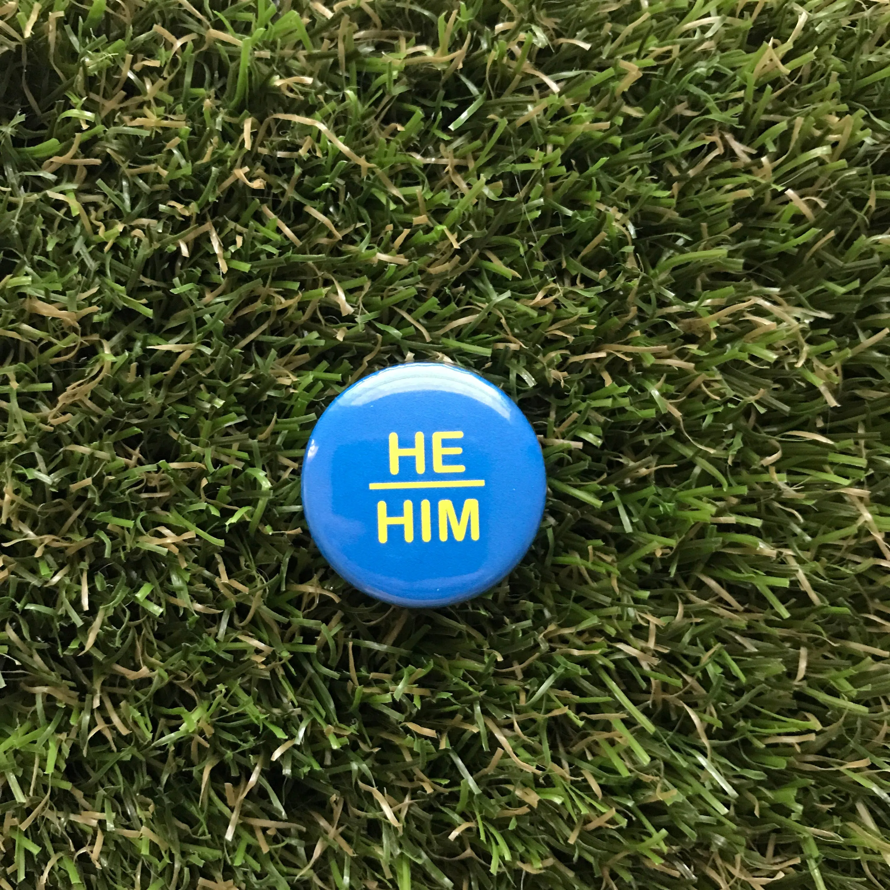 He/Him Pin-back Button
