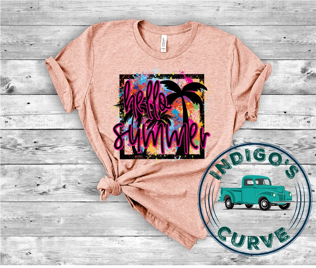 Hello Summer Tropical Neon Short Sleeve Tee